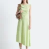 Asymmetrisch drapiertes Midikleid