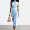 Asymmetrisches Midikleid mit Paisley-Muster