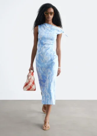 Asymmetrisches Midikleid mit Paisley-Muster