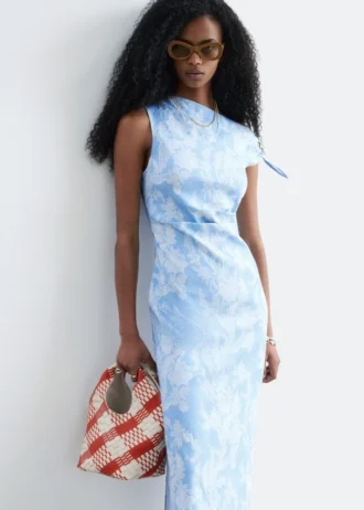 Asymmetrisches Midikleid mit Paisley-Muster