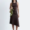 Asymmetrisches Midikleid mit Rüschen