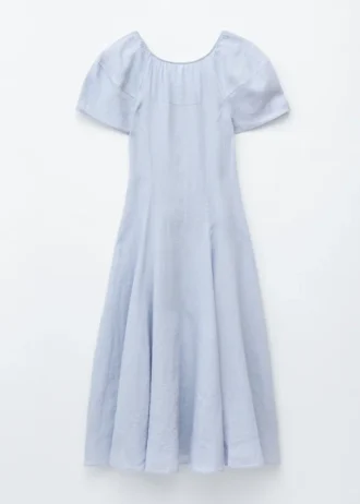 Ausgestelltes Midikleid aus Leinen