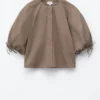 Baumwoll-Bluse mit voluminösen Ärmeln