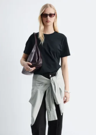 Baumwoll-T-Shirt mit Rundhalsausschnitt
