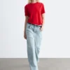 Baumwoll-T-Shirt mit Rundhalsausschnitt