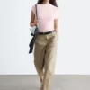 Baumwoll-Twill-Hose mit geradem Bein