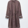 Bedrucktes Midikleid aus Seide und Baumwolle