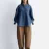 Übergroße Jeans-Bluse