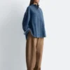 Übergroße Jeans-Bluse
