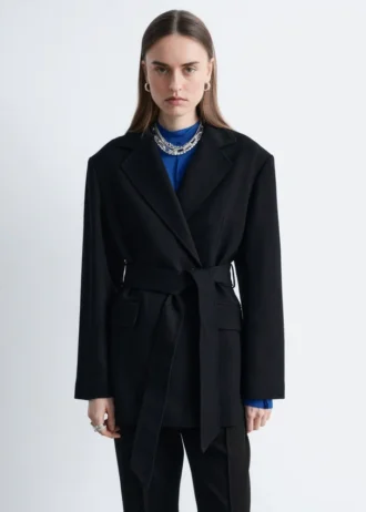 Blazer mit Kordel-Gürtel aus Wolle