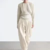 Bluse mit gerafftem Gürtel