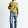 Bluse mit gerafftem Gürtel