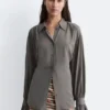 Bluse mit gerafftem Rücken und Bindeband