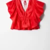 Bluse mit Rüschen und V-Ausschnitt