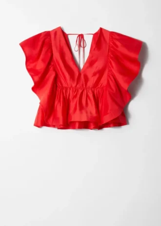 Bluse mit Rüschen und V-Ausschnitt