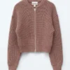 Bomberjacke aus gestrickter Wolle