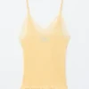 Camisole aus Rippstrick mit Spitze
