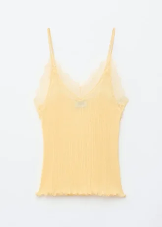 Camisole aus Rippstrick mit Spitze
