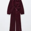 Cord-Jumpsuit mit Gürtel