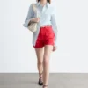 Denim-Shorts mit hoher Taille