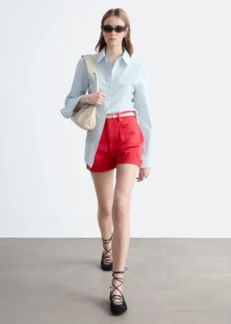Denim-Shorts mit hoher Taille