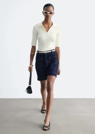 Denim-Shorts mit hoher Taille