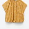 Geraffte Baumwoll-Bluse