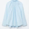 Geraffte Bluse mit Stehkragen