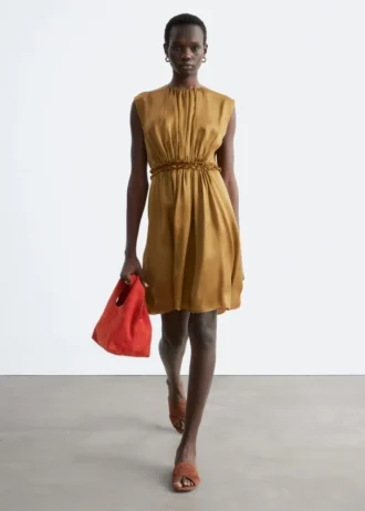 Gerafftes Seiden-Minikleid