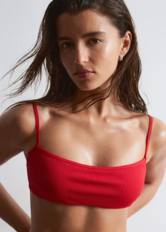 Geripptes Bandeau-Bikini-Oberteil