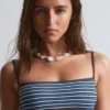 Geripptes Bandeau-Bikini-Oberteil
