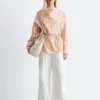 Gestreifte Bluse mit Wasserfallausschnitt