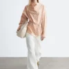 Gestreifte Bluse mit Wasserfallausschnitt
