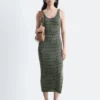 Gestreiftes Midikleid aus Rippstrick