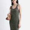 Gestreiftes Midikleid aus Rippstrick