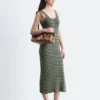 Gestreiftes Midikleid aus Rippstrick