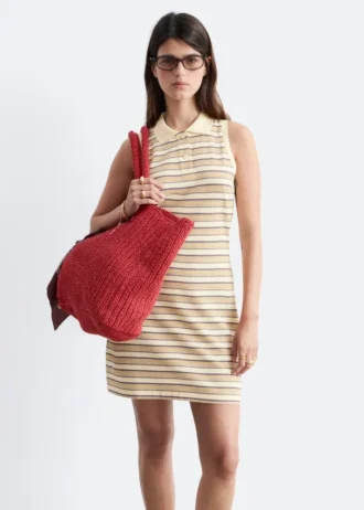 Gestreiftes Mini-Polo-Kleid aus Baumwolle