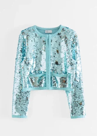 Gestrickte Jacke mit Paillettenverzierung