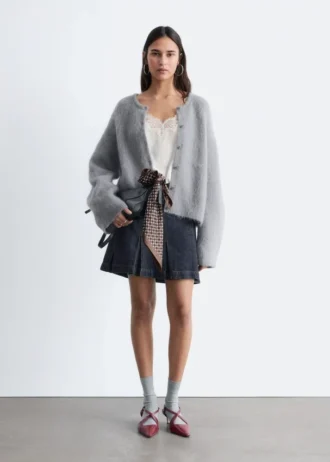 Gestrickter Cardigan aus gebürsteter Mohair-Mischung