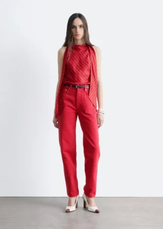 High-Waist-Jeans mit schmal zulaufendem Bein