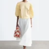 Jacquard-Bluse mit Ballonärmeln