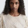 Jacquard-Bluse mit Ballonärmeln