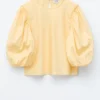 Jacquard-Bluse mit Ballonärmeln