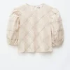 Jacquard-Bluse mit Ballonärmeln