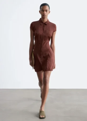Jacquard-Mini-Hemdkleid