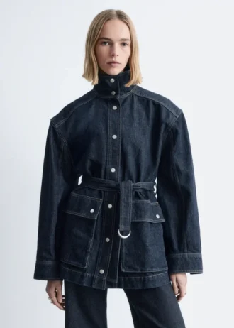 Jeansjacke mit Bindegürtel