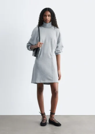 Jersey-Minikleid mit Rollkragen