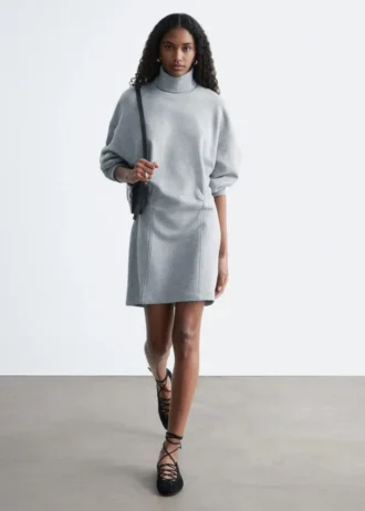 Jersey-Minikleid mit Rollkragen