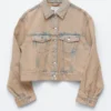 Kurze, überfärbte Jeansjacke
