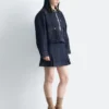 Kurze Jeansjacke mit Cordkragen